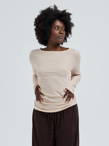 Seamless Basic Silky Alma | Seide L/S T-Shirt Rosie Beige