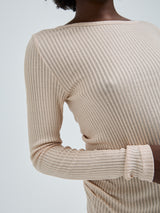 Seamless Basic Silky Alma | Seide L/S T-Shirt Rosie Beige