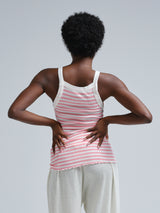 Seamless Basic Silky Daze | Seide Strap Top Pink/Off-White