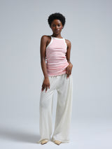 Seamless Basic Silky Daze | Seide Strap Top Pink/Off-White