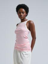 Seamless Basic Silky Daze | Seide Strap Top Pink/Off-White