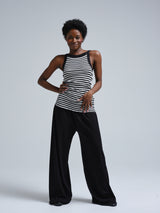 Seamless Basic Silky Daze | Seide Strap Top Black/Off-White