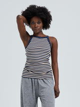 Seamless Basic Silky Daze | Seide Strap Top Navy/Beige