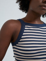 Seamless Basic Silky Daze | Seide Strap Top Navy/Beige