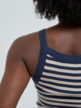 Seamless Basic Silky Daze | Seide Strap Top Navy/Beige