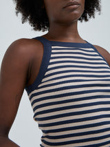 Seamless Basic Silky Daze | Seide Strap Top Navy/Beige