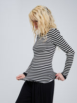 Seamless Basic Silky Fiore | Seide Blouse Black/Off-White