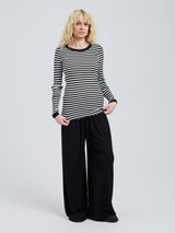 Seamless Basic Silky Fiore | Seide Blouse Black/Off-White