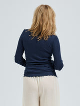 Seamless Basic Silky Fiore | Seide Blouse Navy