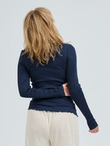 Seamless Basic Silky Fiore | Seide Blouse Navy