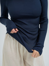 Seamless Basic Silky Fiore | Seide Blouse Navy