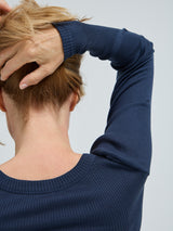 Seamless Basic Silky Fiore | Seide Blouse Navy