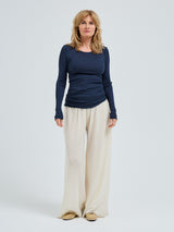 Seamless Basic Silky Fiore | Seide Blouse Navy