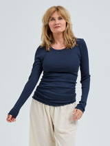 Seamless Basic Silky Fiore | Seide Blouse Navy