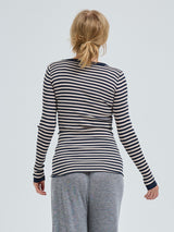 Seamless Basic Silky Fiore | Seide Blouse Navy/Beige
