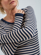 Seamless Basic Silky Fiore | Seide Blouse Navy/Beige