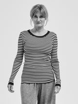 Seamless Basic Silky Fiore | Seide Blouse Navy/Off-white