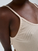 Seamless Basic Silky Sofia | Seide Strap Top Rosie Beige