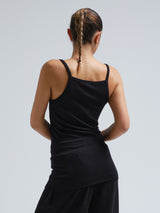 Seamless Basic Woolen Viola | Merinowolle Strap Top Black