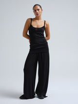 Seamless Basic Woolen Viola | Merinowolle Strap Top Black