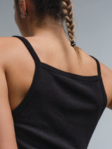 Seamless Basic Woolen Viola | Merinowolle Strap Top Black