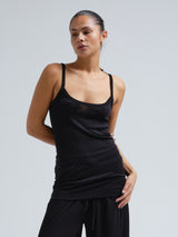 Seamless Basic Woolen Viola | Merinowolle Strap Top Black