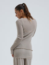 Seamless Basic Woolen Cardigan | Merinowolle Cardigan Beige