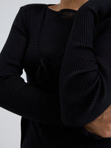 Seamless Basic Woolen Cardigan | Merinowolle Cardigan Black