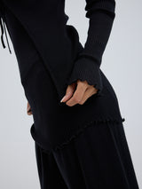 Seamless Basic Woolen Cardigan | Merinowolle Cardigan Black