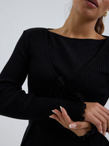 Seamless Basic Woolen Cardigan | Merinowolle Cardigan Black