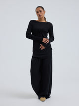 Seamless Basic Woolen Cardigan | Merinowolle Cardigan Black