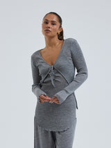 Seamless Basic Woolen Cardigan | Merinowolle Cardigan Grey Melange