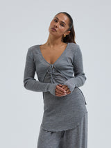 Seamless Basic Woolen Cardigan | Merinowolle Cardigan Grey Melange