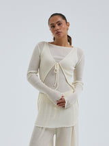 Seamless Basic Woolen Cardigan | Merinowolle Cardigan Off-White