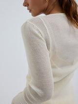 Seamless Basic Woolen Cardigan | Merinowolle Cardigan Off-White
