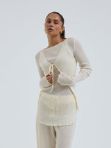 Seamless Basic Woolen Cardigan | Merinowolle Cardigan Off-White