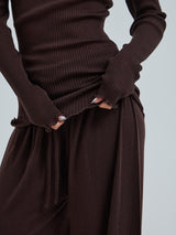 Seamless Basic Woolen Classic Blouse | Merinowolle L/S T-Shirt Dark Brown