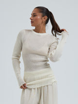Seamless Basic Woolen Classic Blouse | Merinowolle L/S T-Shirt Off-White