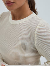 Seamless Basic Woolen Classic Blouse | Merinowolle L/S T-Shirt Off-White