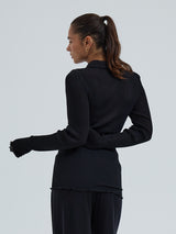 Seamless Basic Woolen Classic Polo | Merinowolle L/S T-Shirt Black