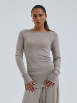 Seamless Basic Woolen Jade | Merinowolle L/S T-Shirt Beige