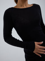 Seamless Basic Woolen Jade | Merinowolle L/S T-Shirt Black