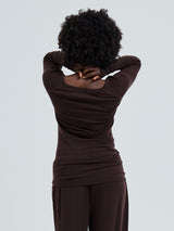 Seamless Basic Woolen Jade | Merinowolle L/S T-Shirt Dark Brown