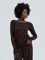 Seamless Basic Woolen Jade | Merinowolle L/S T-Shirt Dark Brown