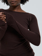 Seamless Basic Woolen Jade | Merinowolle L/S T-Shirt Dark Brown