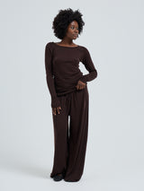 Seamless Basic Woolen Jade | Merinowolle L/S T-Shirt Dark Brown