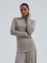 Seamless Basic Woolen Lola | Merinowolle Roll Neck Beige