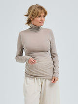 Seamless Basic Woolen Lola | Merinowolle Roll Neck Beige
