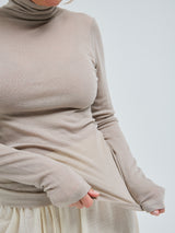 Seamless Basic Woolen Lola | Merinowolle Roll Neck Beige