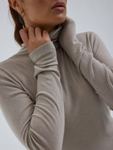 Seamless Basic Woolen Lola | Merinowolle Roll Neck Beige
